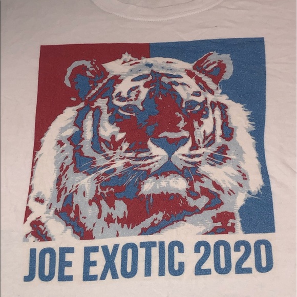 Men’s Gildan Joe Exotic 2020 Tiger Graphic Short Sleeve T-Shirt Size Large White - Picture 2 of 5